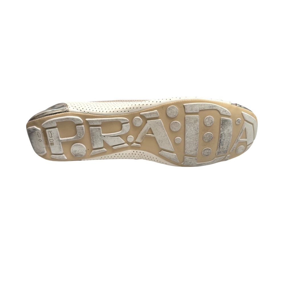 PRADA METALLIC GOLD AND CREAM FLEXIBLE BALLET FLATS W GOLD BOW - Picture 11 of 16